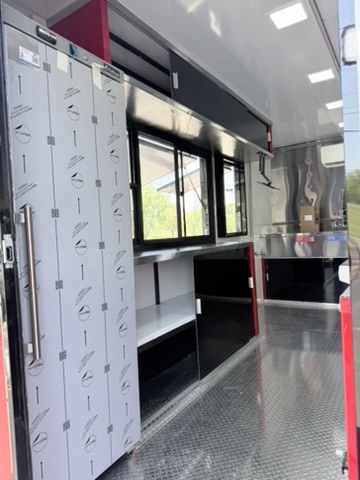 Red trailer cabinet detail