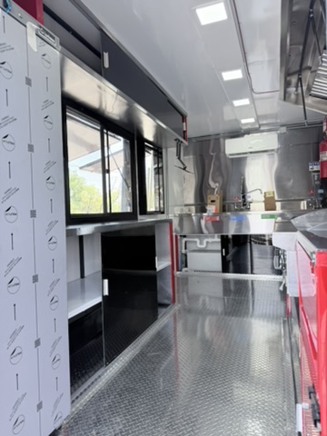 Red trailer service side interior